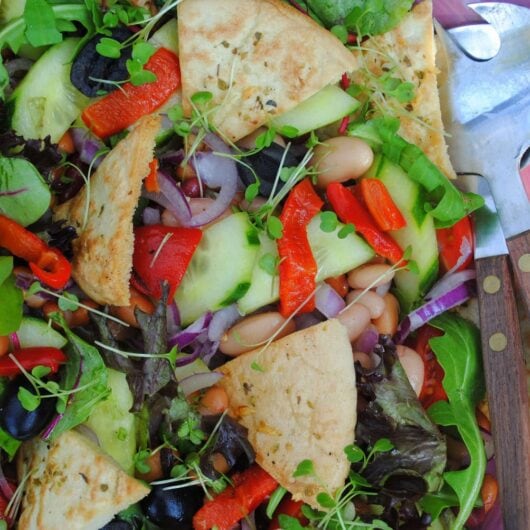 Griekse salade met pitachips