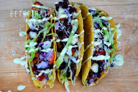 Taco's met avocadodressing