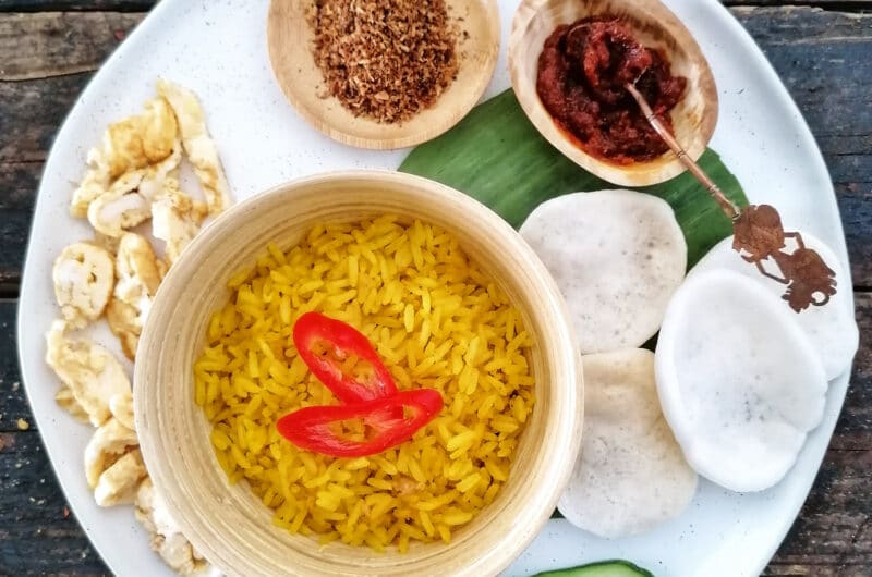 Nasi kuning (gele rijst) uit de Crock-Pot Express
