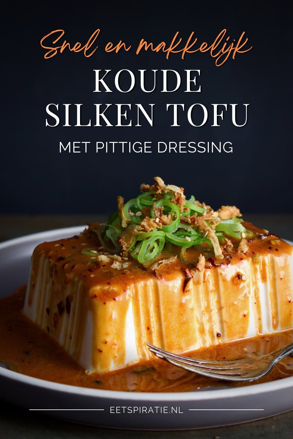 Koude silken tofu met pittige dressing Pinterest