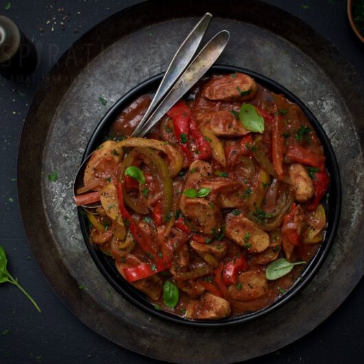 Slowcooker stoofpot worstjes met paprika