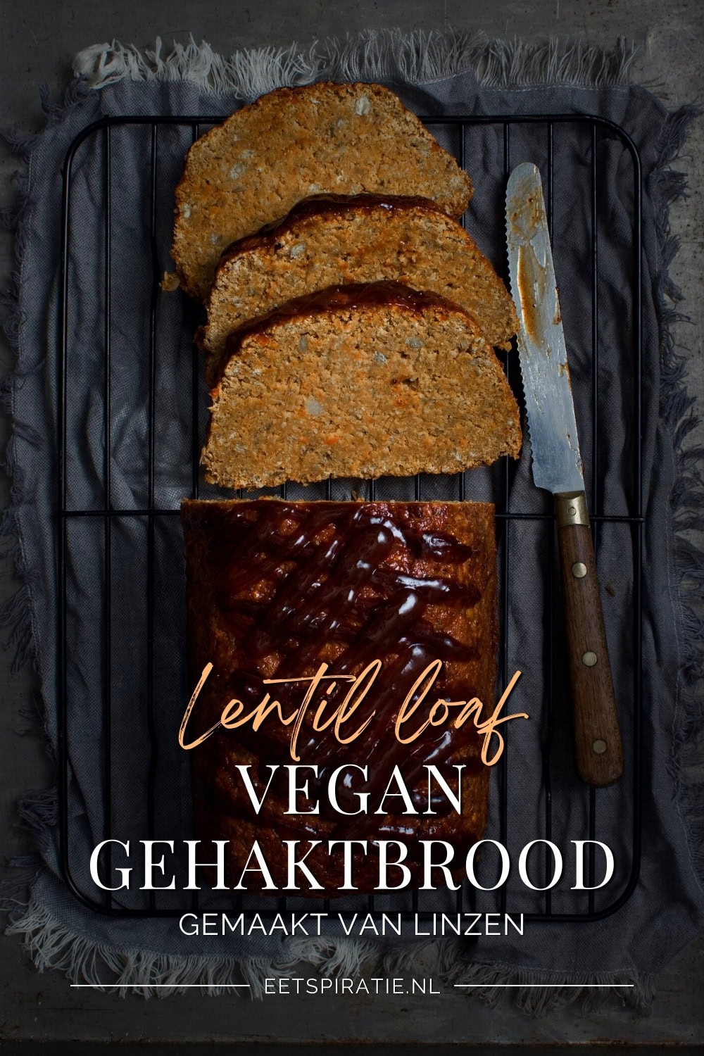 Vegan gehaktbrood van linzen lentil loaf Pinterest