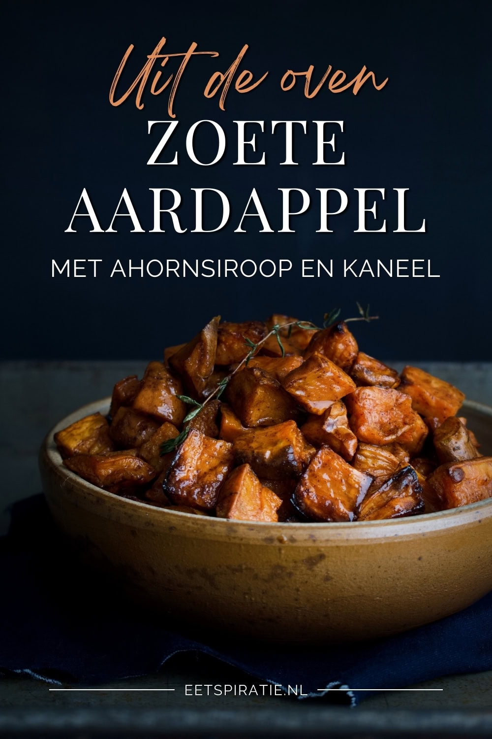 Uit de oven – zoete aardappel met ahornsiroop en kaneel Pinterest
