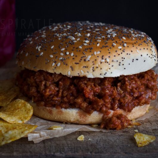 Vegan sloppy Joe uit de stoofpan of slowcooker receptenkaart