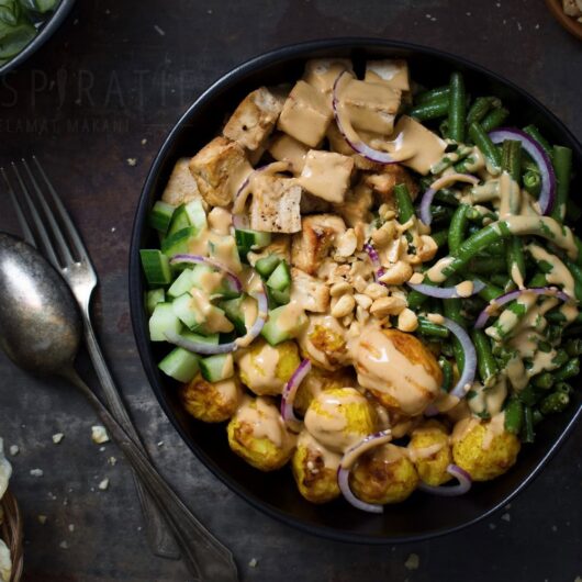 Kentang bowl met buncis en tahinsaus receptenkaart