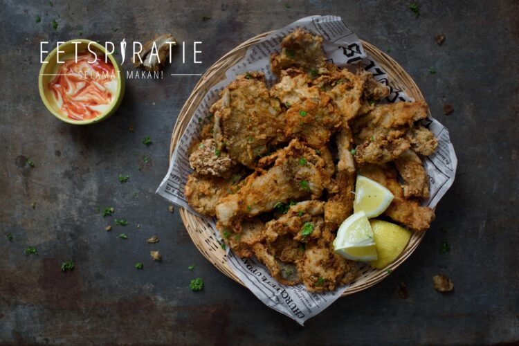 Krokante oesterzwammen met pittige sriracha mayonaise
