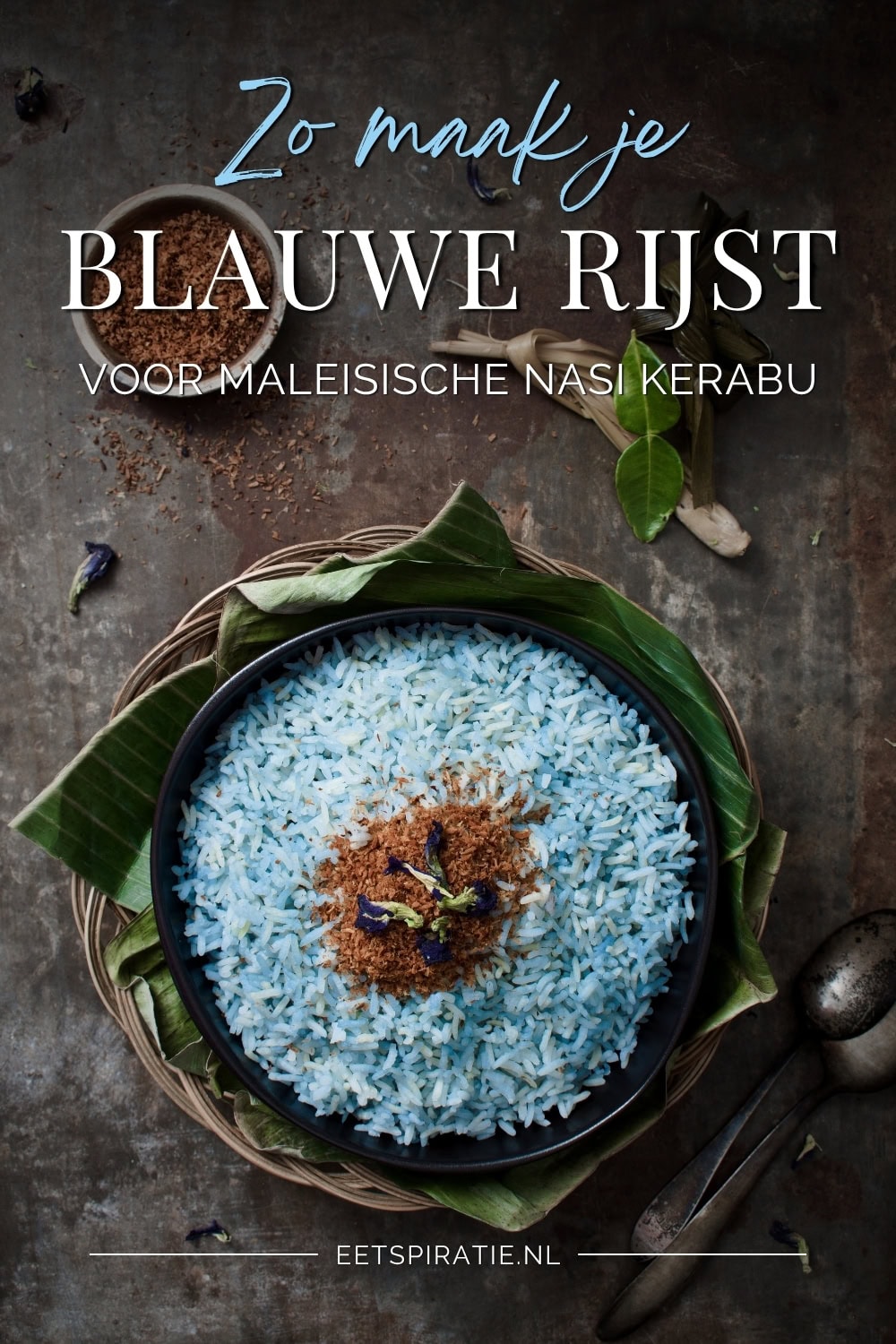 Zo maak je blauwe rijst voor het Maleisische gerecht nasi kerabu Pinterest