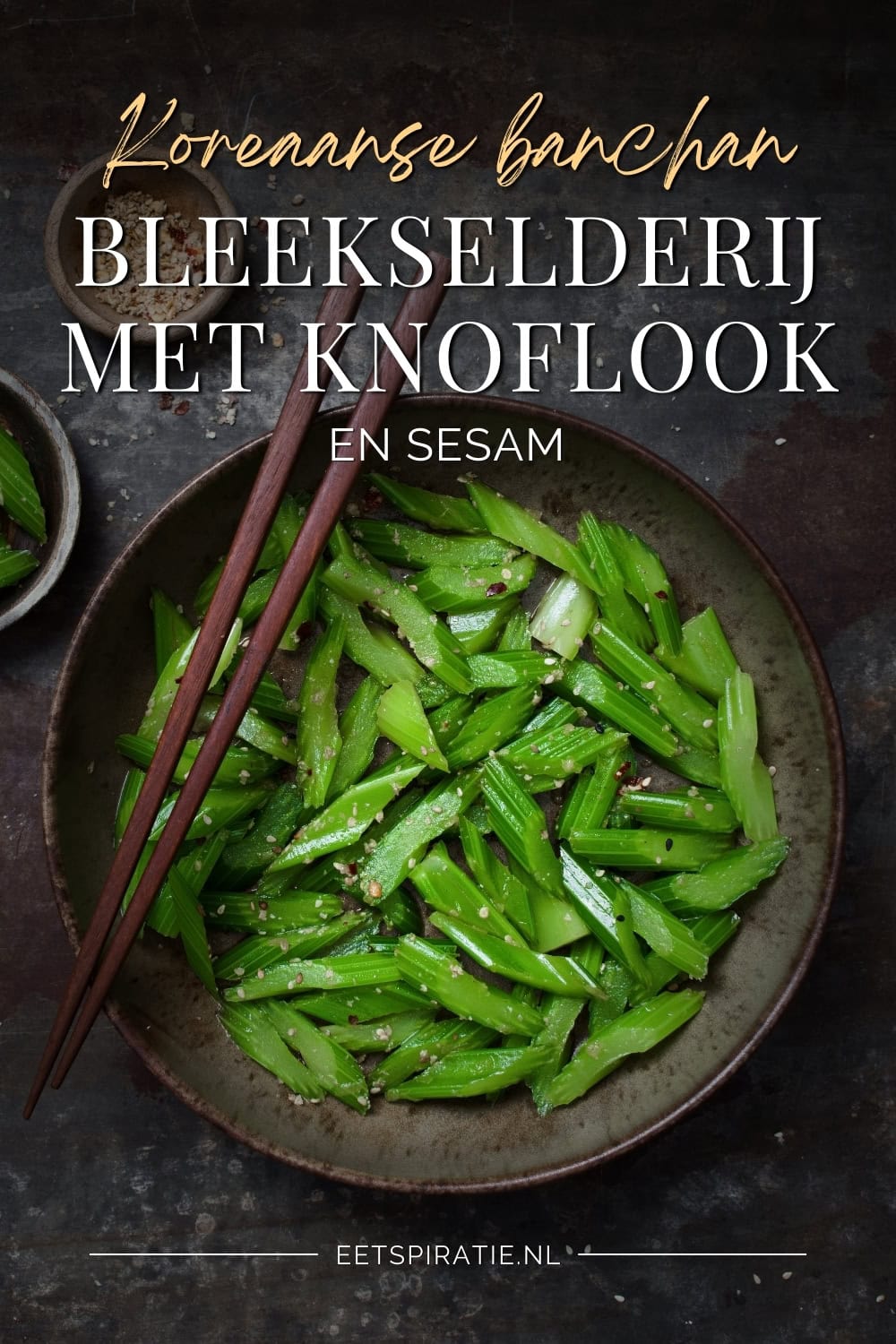 Bleekselderij recept Koreaanse banchan met knoflook en sesam Pinterest