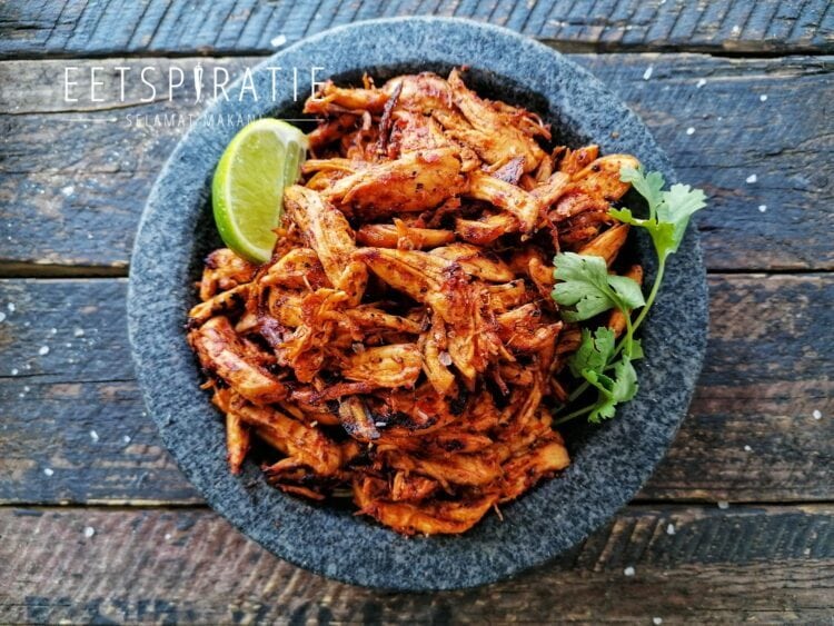 Piri piri pulled chicken uit de slowcooker