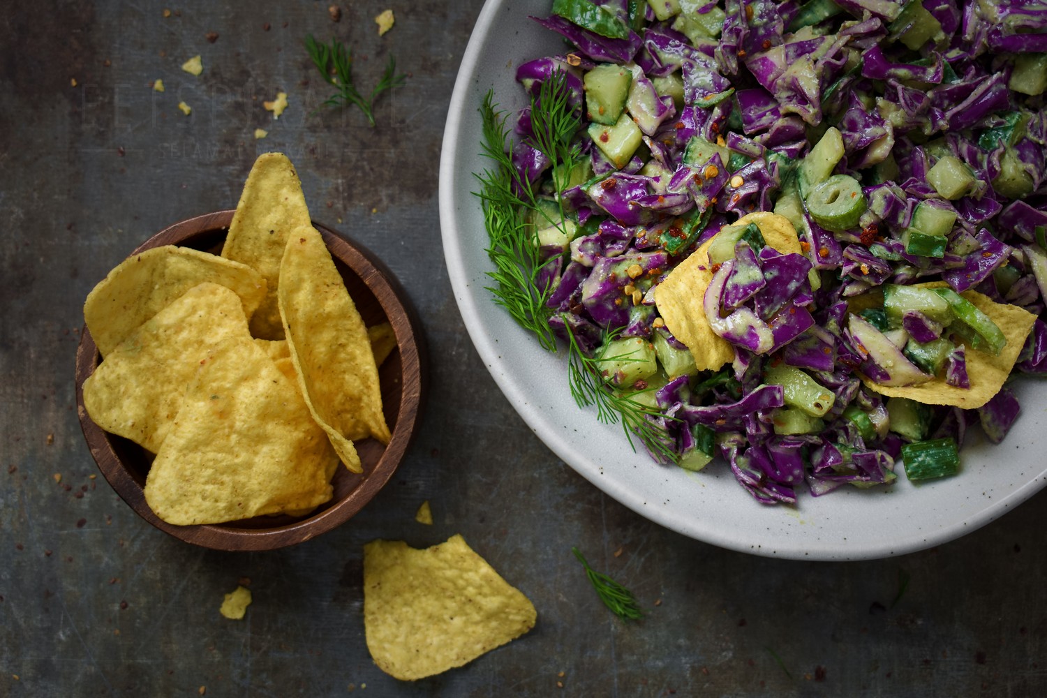 Green goddess salade met paarse spitskool